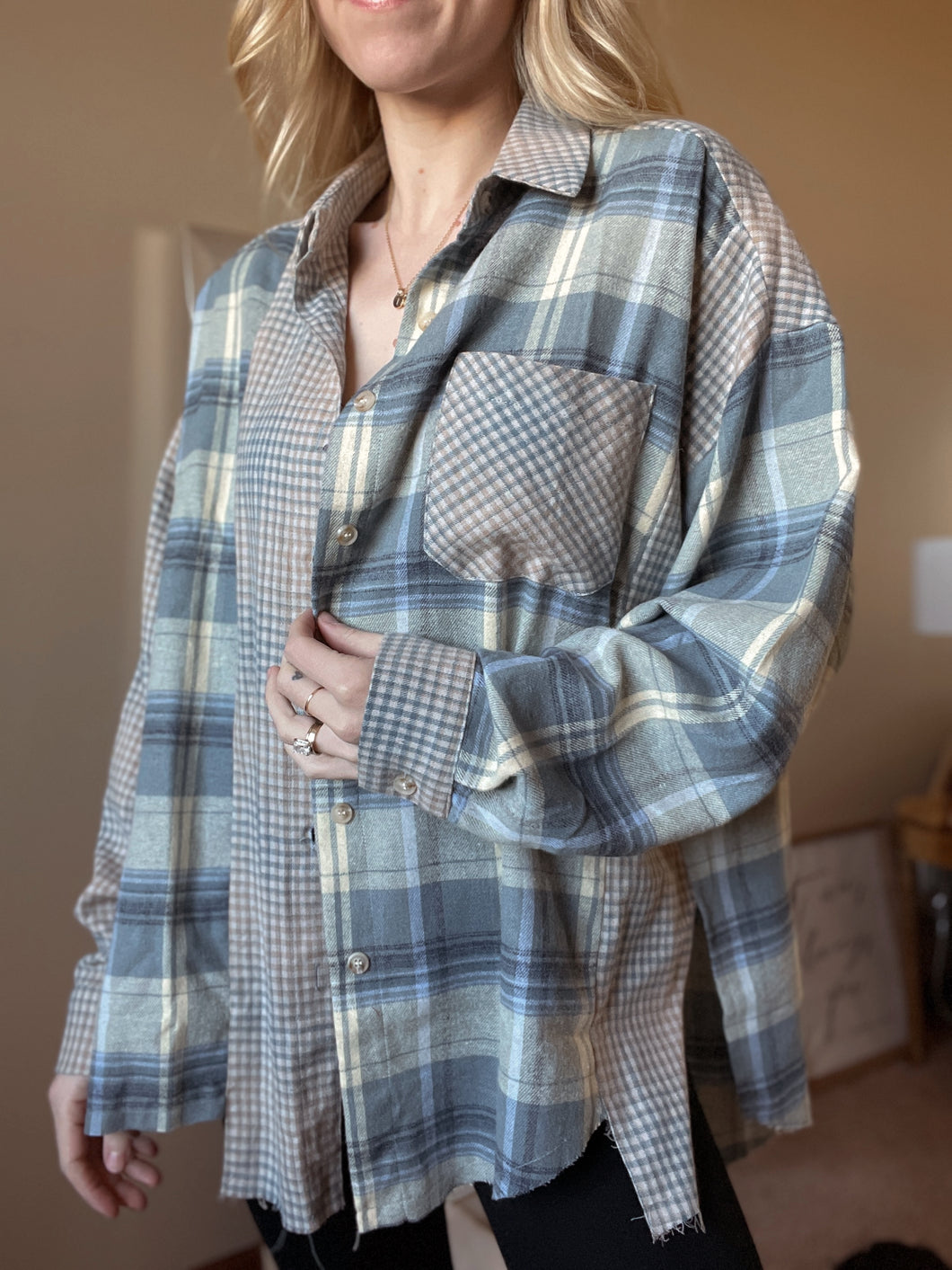 Kambrie Plaid Blue Flannel Shirt