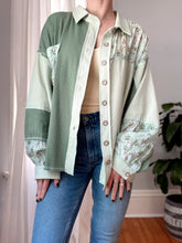 Load image into Gallery viewer, Floral Patch Pale Sage Button Down
