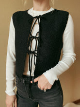 Load image into Gallery viewer, Madeline Black Knitted Tie Front Vest
