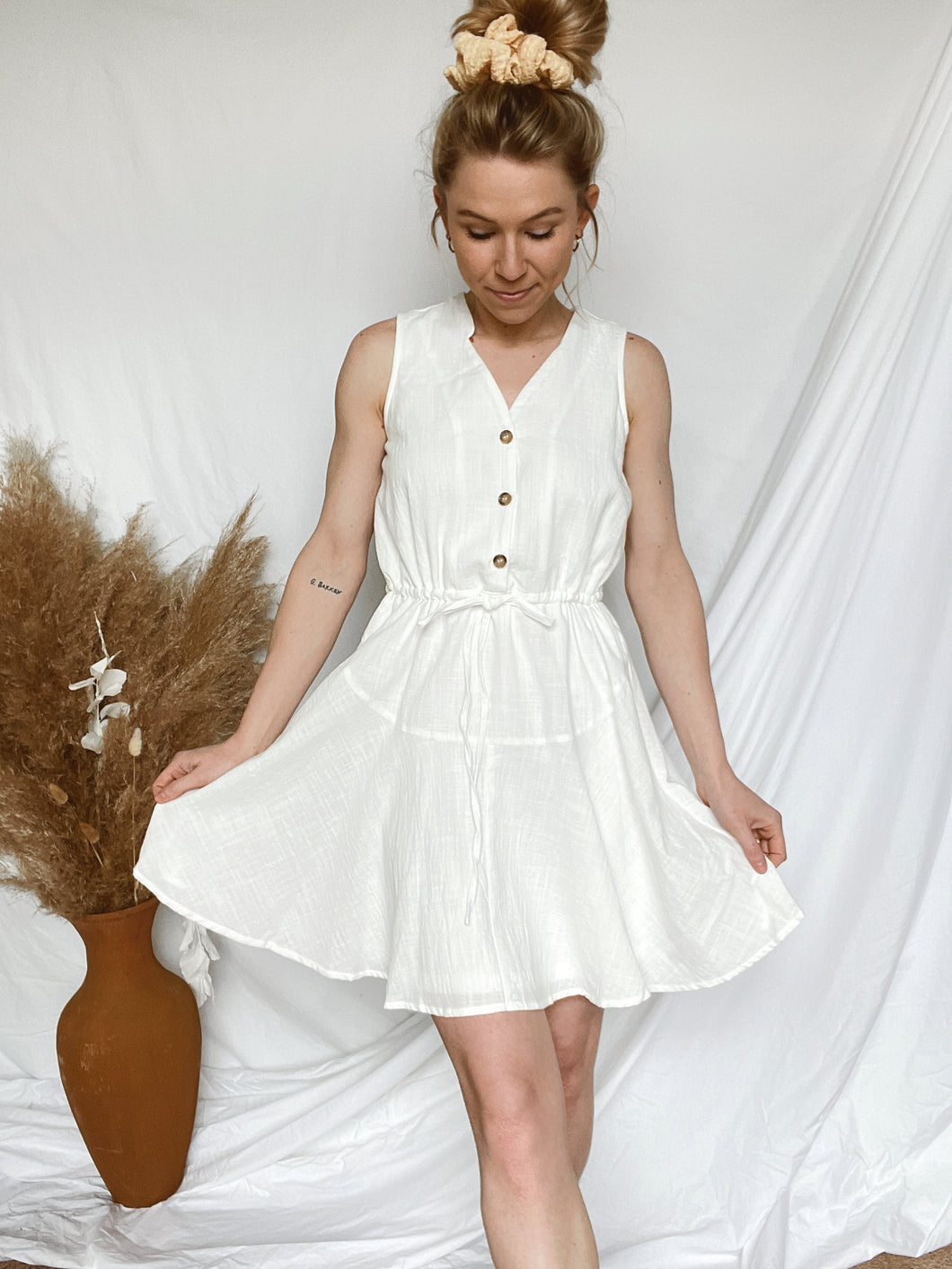 Cotton Ivory Mini Dress