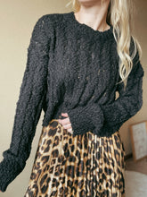 Load image into Gallery viewer, Crochet Raw Edge Long Sleeve Crop Sweater
