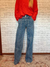 Load image into Gallery viewer, Vervet Super High Rise Wide Leg Denim w/ Leg Seam + Denim Bow Tie
