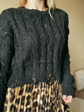 Load image into Gallery viewer, Crochet Raw Edge Long Sleeve Crop Sweater
