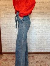 Load image into Gallery viewer, Vervet Super High Rise Wide Leg Denim w/ Leg Seam + Denim Bow Tie
