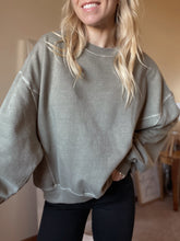 Load image into Gallery viewer, Lazy Days Pigment Washed Olive Sweatshirt
