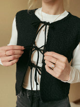 Load image into Gallery viewer, Madeline Black Knitted Tie Front Vest
