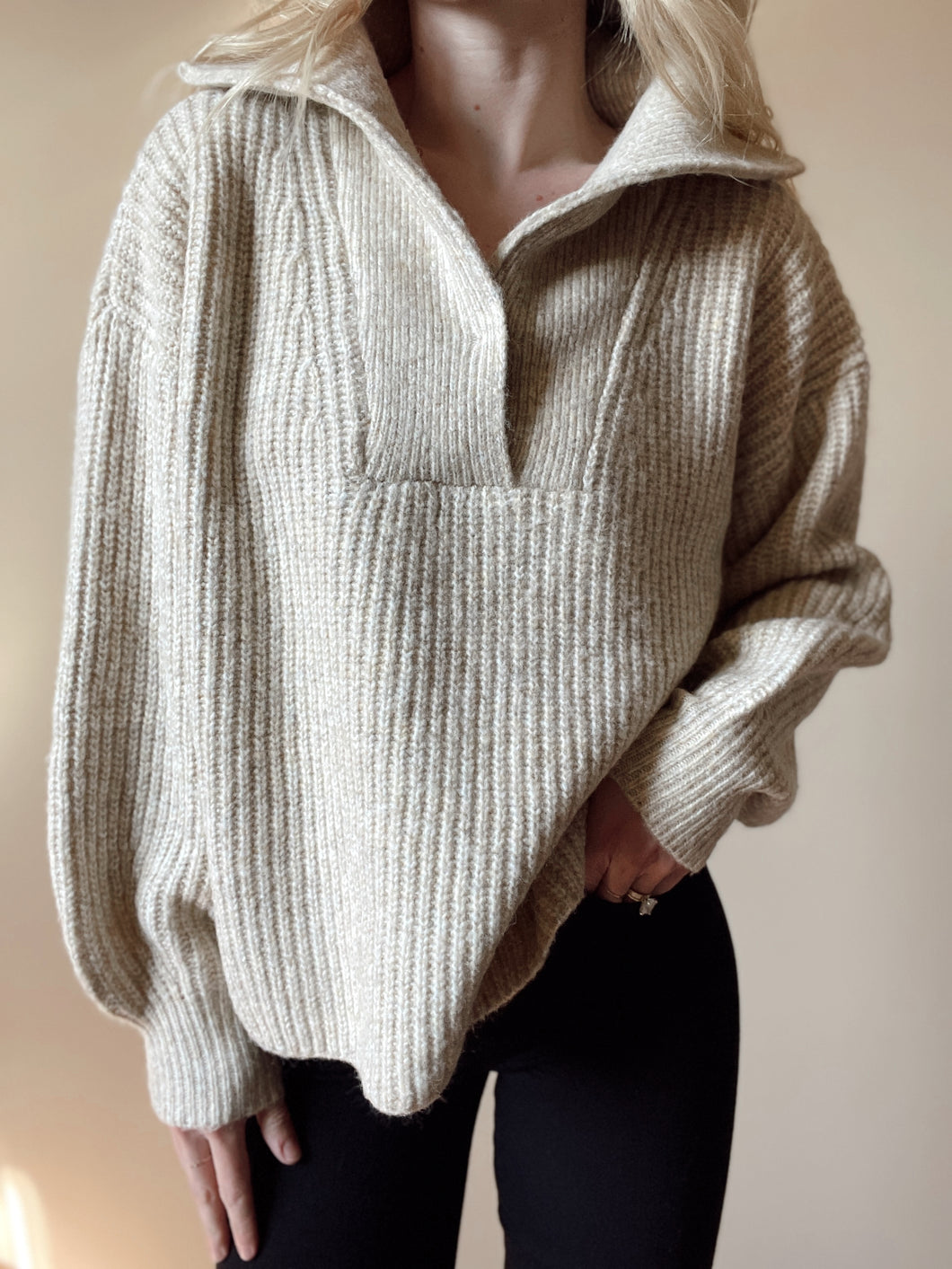 Dana Oat Henley Sweater