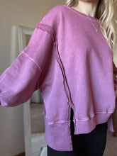 Load image into Gallery viewer, Organic Pigment Washed Rose Violet Sweatshirt
