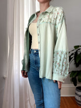 Load image into Gallery viewer, Floral Patch Pale Sage Button Down
