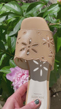 Load and play video in Gallery viewer, Manila Apricot Flower Cutout Sandals
