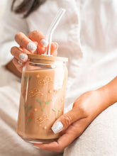 Load image into Gallery viewer, Western Glass Latte Can With Bamboo Lid + Glass Straw
